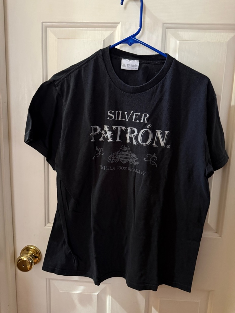Silver Patrón Black Logo Tee L